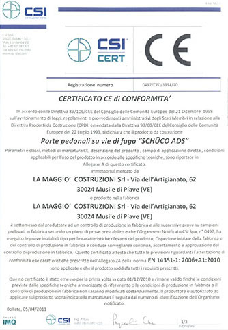 CE uscite sicurezza Schuco